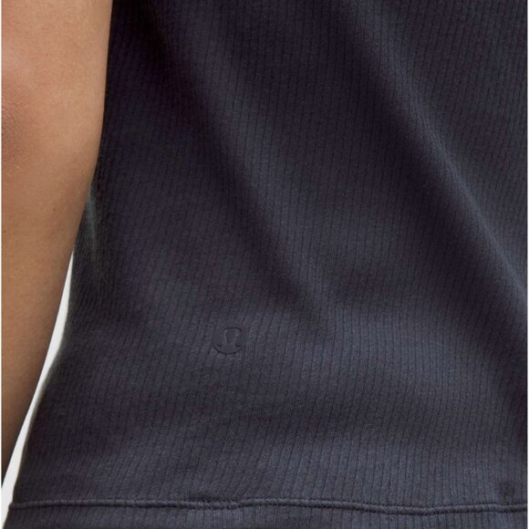 Lululemon Sheer Cotton Ribbed Tank Top Black Night - Picture 4 of 9